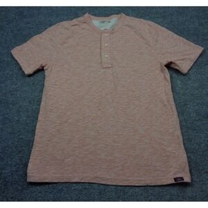Faherty Henley Shirt Men's M Heather Salmon Red  Short Sleeve Cotton Blend